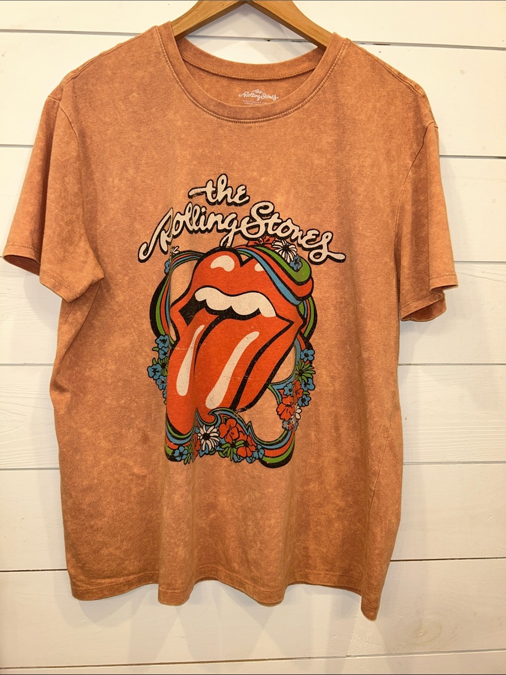 the Rolling Stones Orange Graphic Tongue Tee